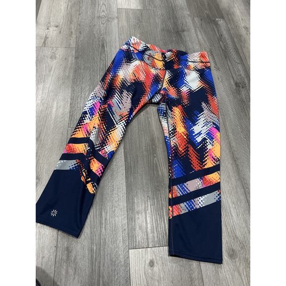 Athleta Pants - ATHLETA Lava Sonar Leggings Blue Multi Crop Style Zipper pocket